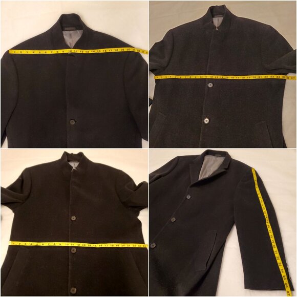Calvin Klein Men’s Plaza Wool-Cashmere Blend Overcoat Trench Coat Black - 44L - Picture 11 of 12